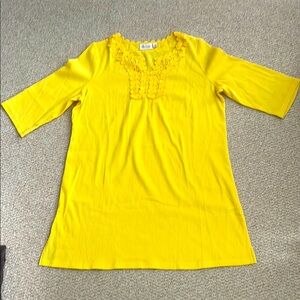 Denim & Co Yellow Beach Wear Cover-up w/3/4 Sleeve L